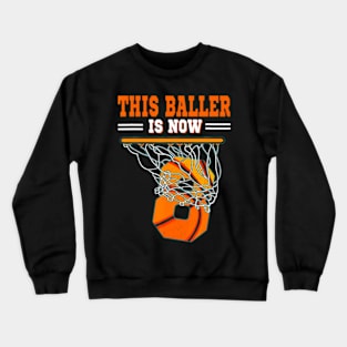 This Basketball Baller Is Now 8 Years Old 8Th Happy Birthday Crewneck Sweatshirt